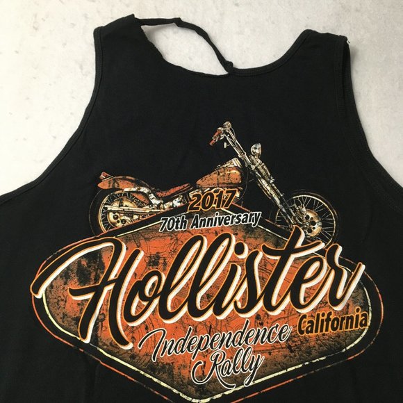#L 70th Anniversary Hollister Independence Rally 2017 T Shirt Top Tank Black - Picture 2 of 9